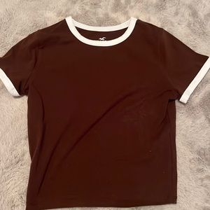 Brown Hollister Baby Tee. Size small